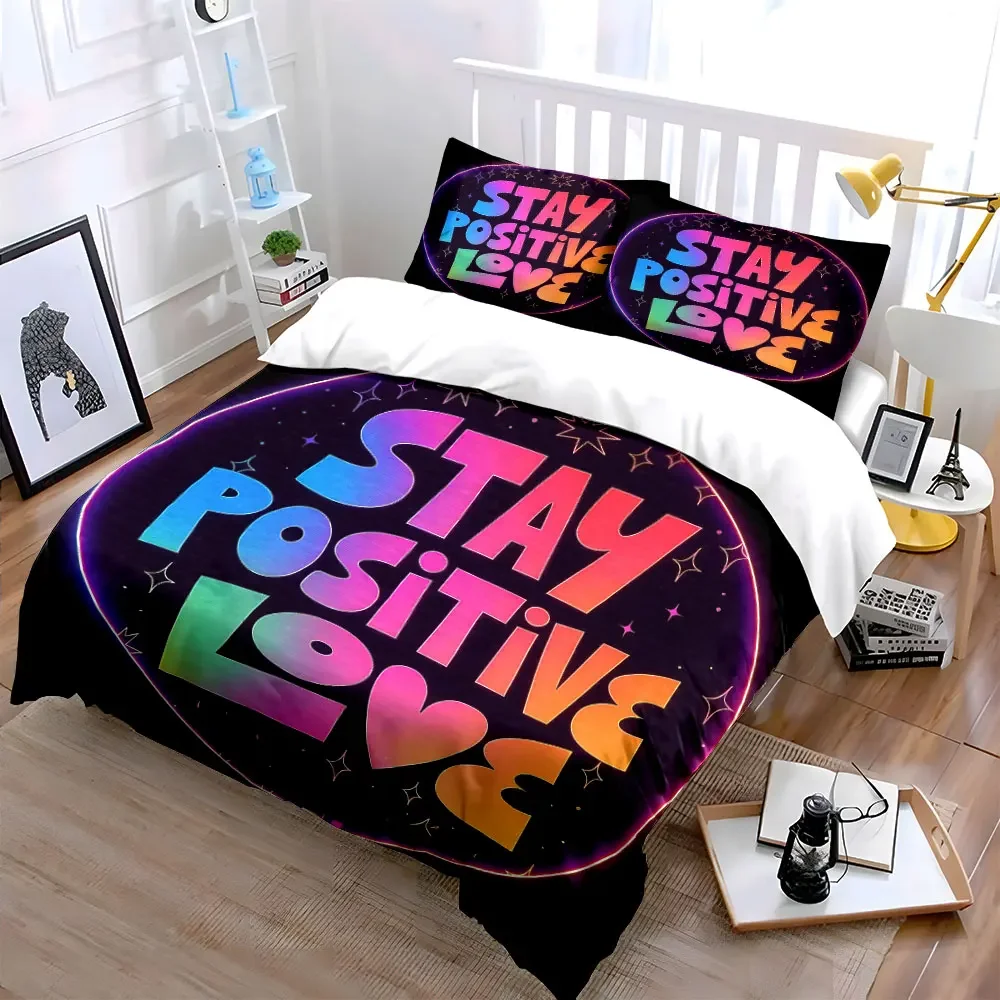 Colorful Motivational Poster Set Soft Comfortable Duvet Cover Bedding Set Included 1*Duvet Cover & 2*Pillowcases, gift