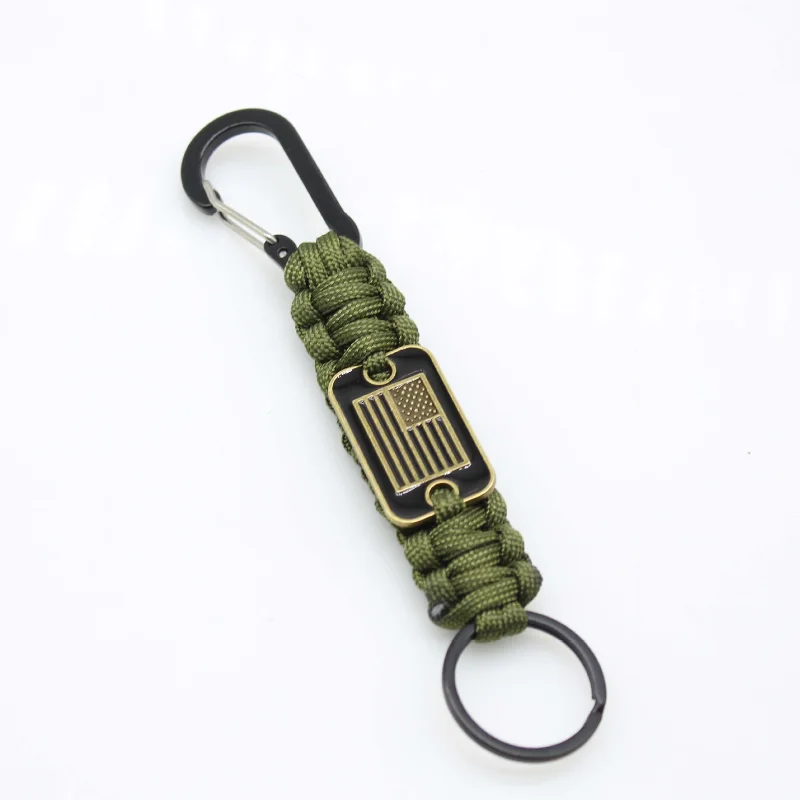Umbrella Rope Key Chain, Hand-woven Seven-core Umbrella Rope National Flag Tag Pendant, Outdoor Emergency Umbrella Rope