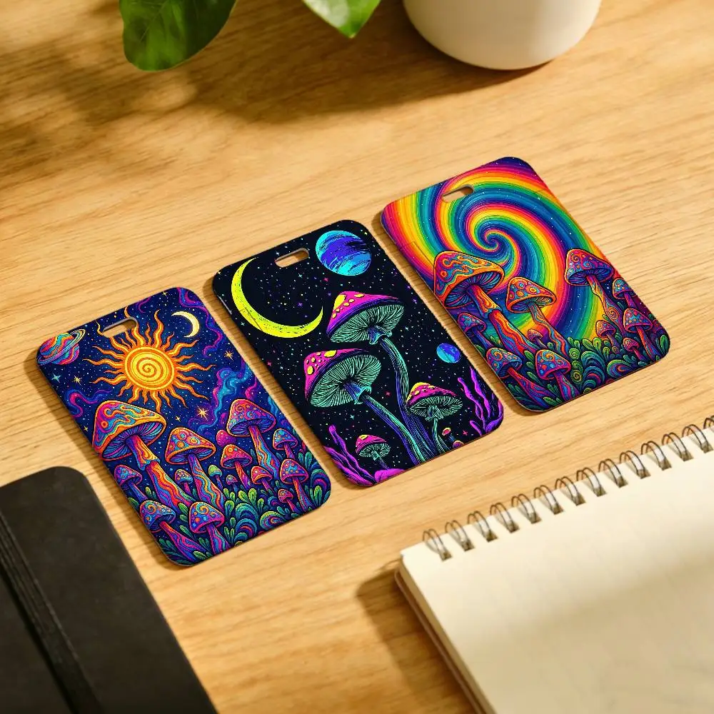 Colourful Psychedelic Trippy Art Holder Lanyard Card Cover Student Campus Hanging Neck Bag Card ID Card Holders Key Gifts