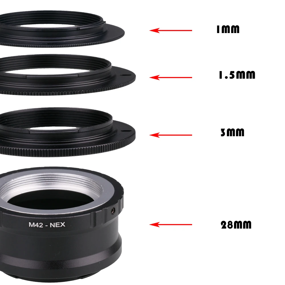 1MM/1.5MM/3MM/28MM Camera Lens Adapter Ring Professional M42-NEX Adapter Easy To Use Accessories for M42 Lens for SONY NEX E NEX