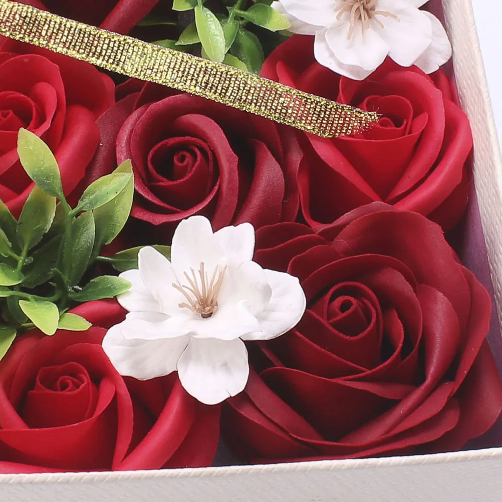 

Soap Rose Valentine'S Day'S Gift Box Home Decor Artificial Flower Valentine Day Present Square Wedding Party Decoration Box