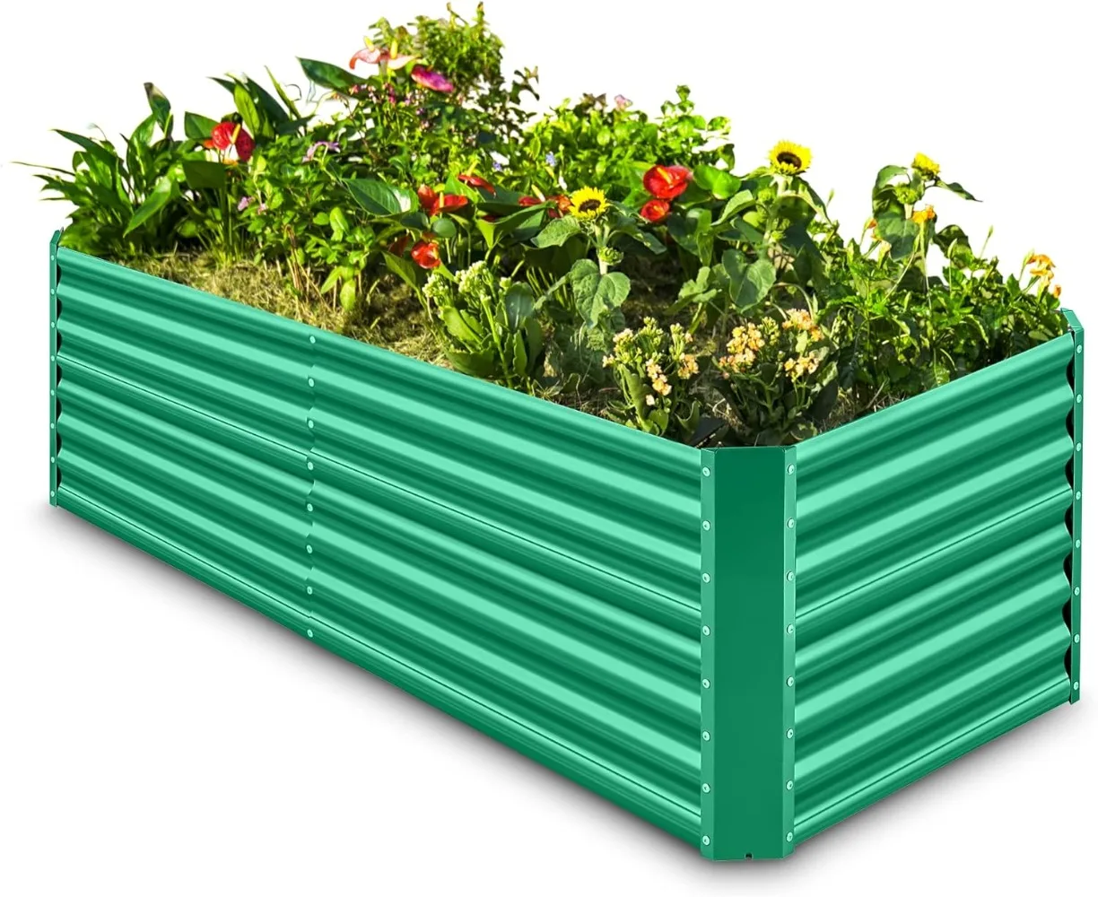 

8×4×2 ft Galvanized Raised Garden Bed Kit, Galvanized Planter Raised Garden Boxes Outdoor, Oval Large Metal Raised Garden Beds