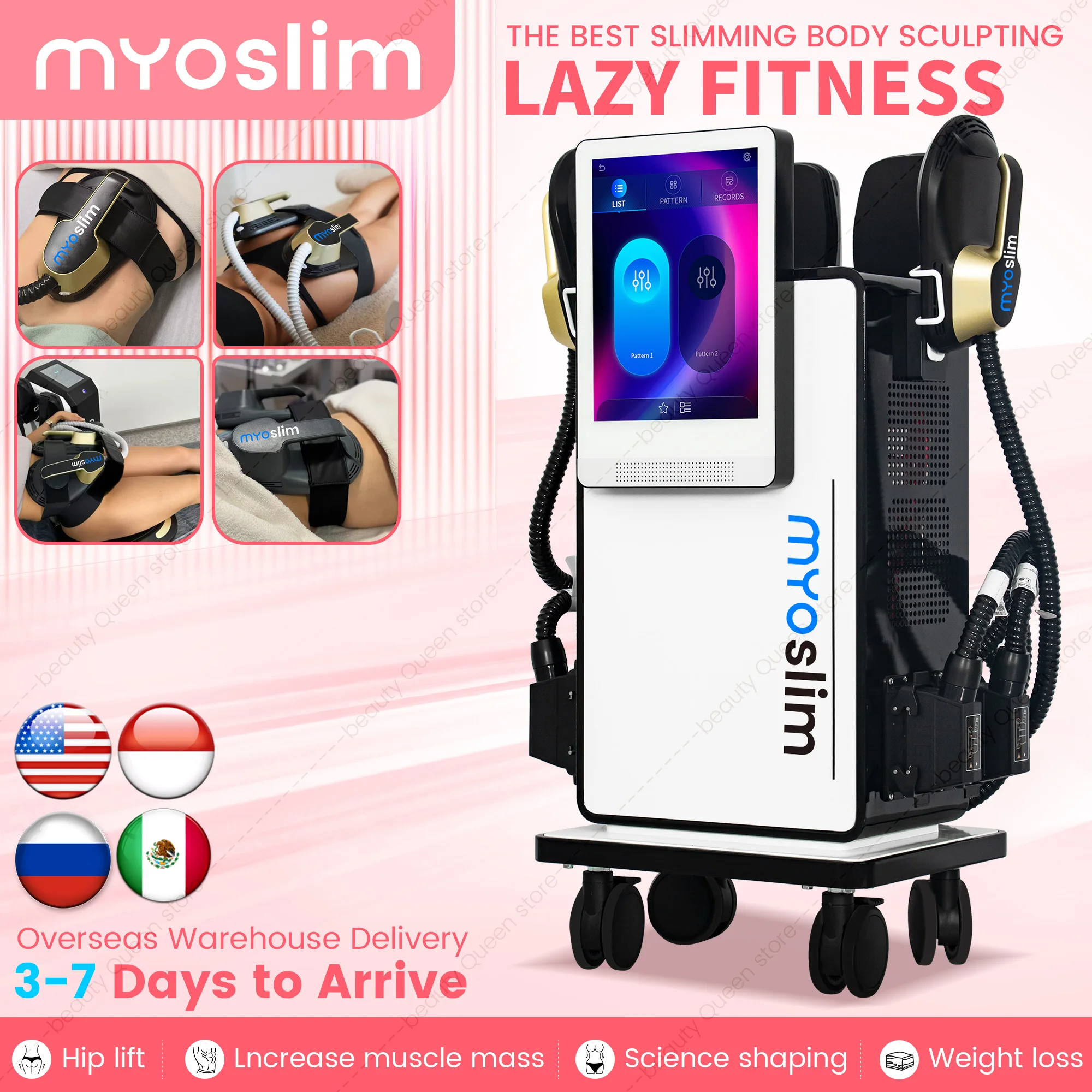 EMSZERO Body Shapping Machine EMS Hiemt Muscle Stimulator EMS Body Sculpt Beauty Equipment with 4 Handle Pelvic Floor