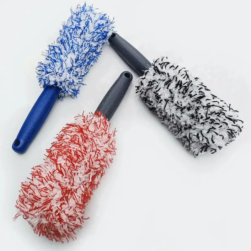 Car Wash Super Brush Plush Premium Wheels Brush Non-Slip Handle Easy To Cleaning Rims Spokes Wheel Barrel Car Accessories