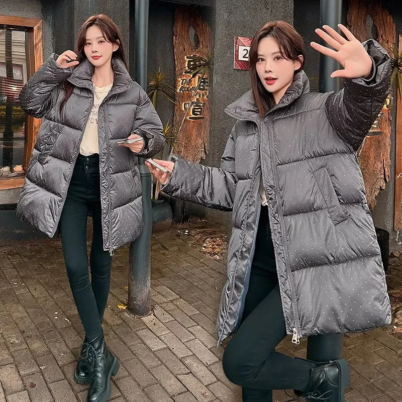 Winter Parkas Thick Warm Long Down Cotton Jacket Women New Fashion Stand collar Zipper Bread padded Clothes Ladies overcoat T554