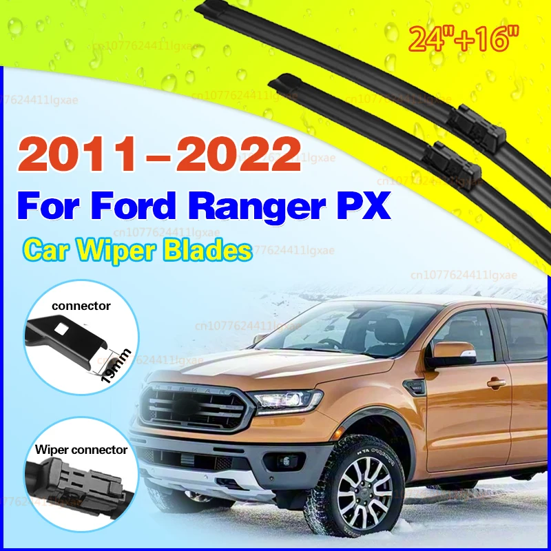 

Комплект передних щеток стеклоочистителя для Ford Ranger PX 2011-2022 PX1 PX2 PX3, лобовое стекло, автомобильные аксессуары, крышка 24 "+ 16"