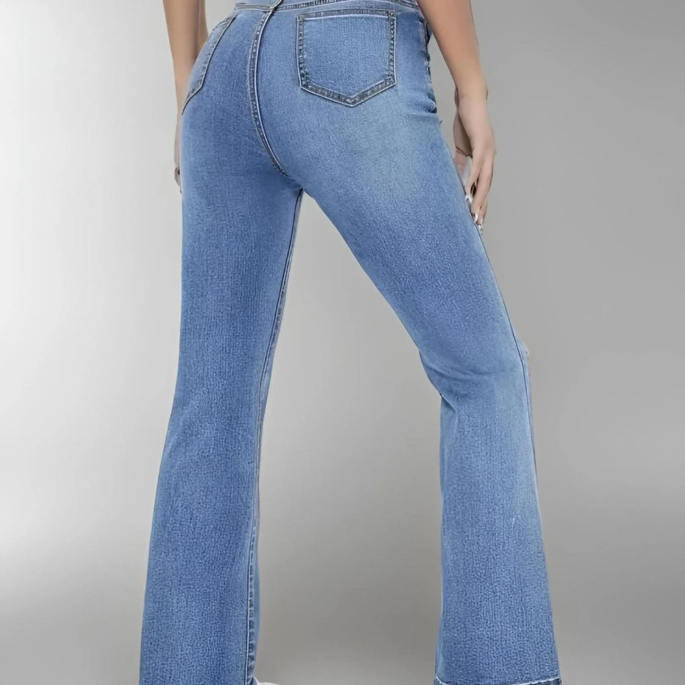 Novas calças jeans femininas quentes emagrecimento estilo europeu e americano casual versátil cintura alta calças jeans lavadas para mulher