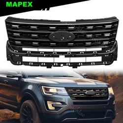 For Ford Explorer 2016 2017 Front Bumper Upper Grille Glossy Black Painted