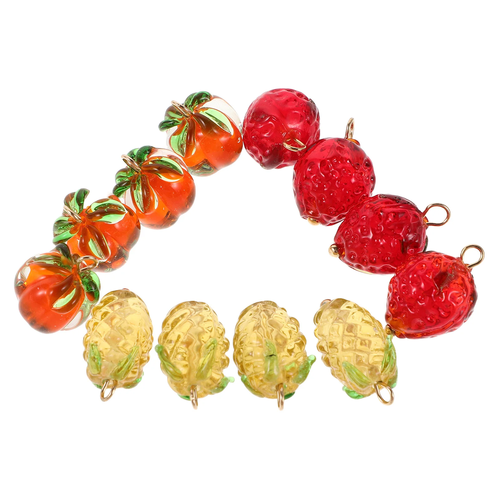 12Pcs Fruit Charms DIY Jewelry Making Accessories Unique Natural Design Strawberry Pineapple Pendant Necklace Bracelet