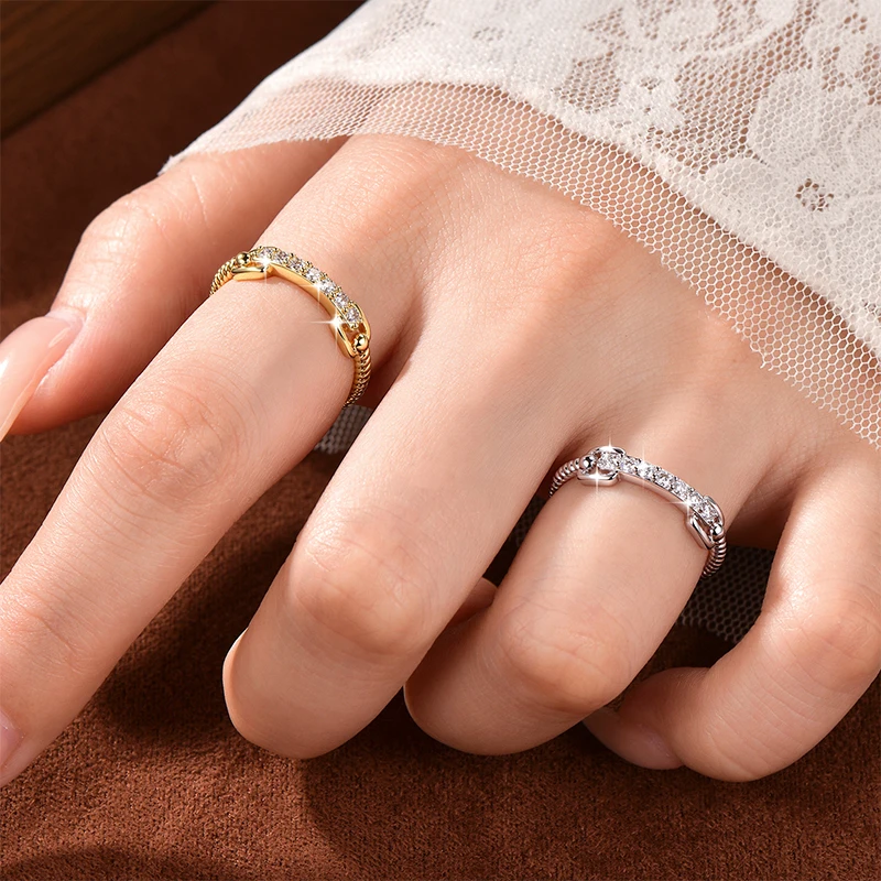 RAPRGOLD D Color Moissanite Twisted Cable Stackable Ring 14K Gold Filled With GRA Certified Sparkling Fine Jewelry For Women Men