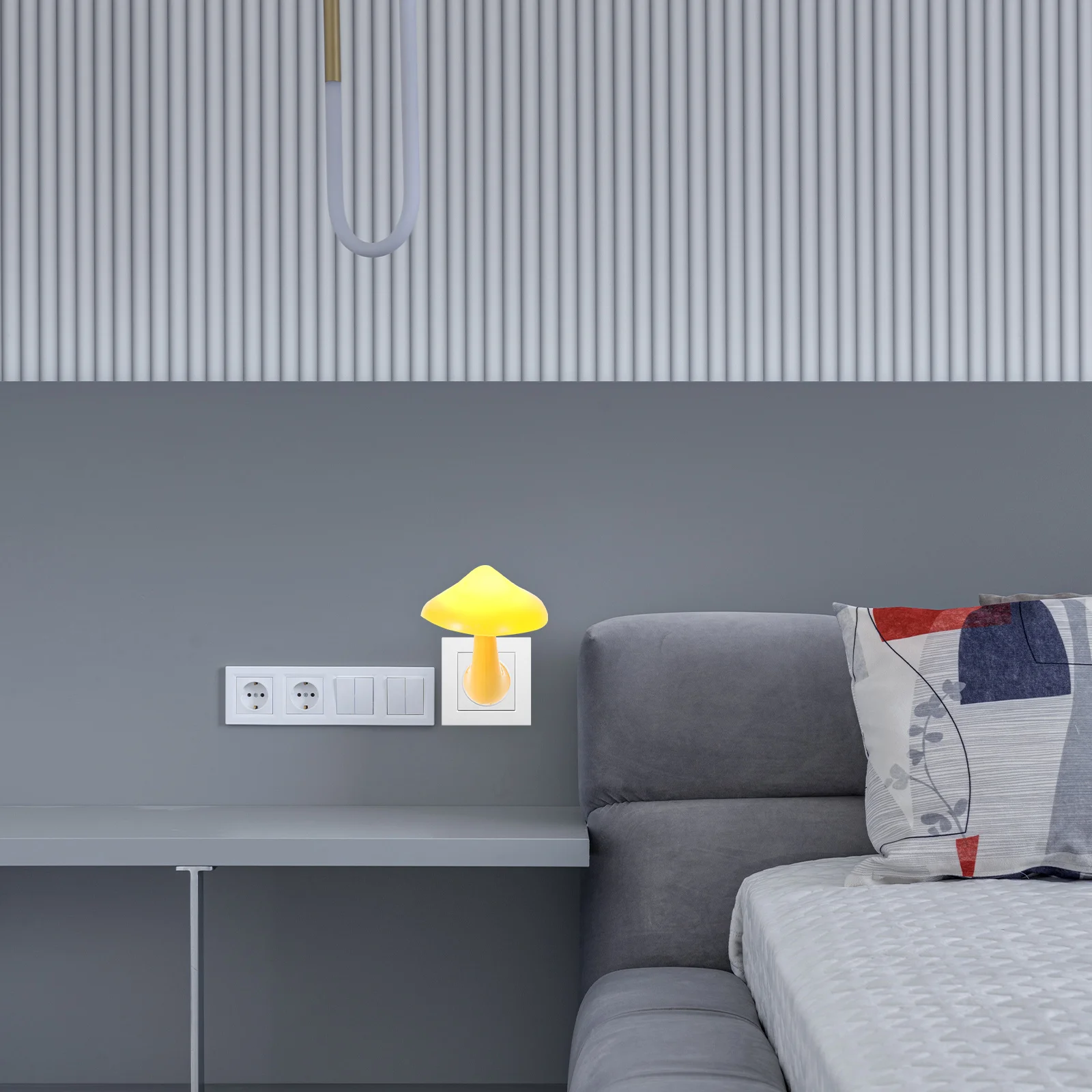 مصباح حائط LED ليلي على شكل فطر، ضوء أصفر لغرفة ديكور المنزل، موفر للطاقة لحماية العين