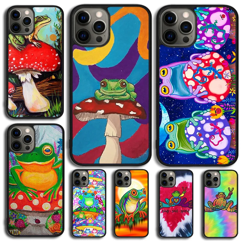 Frong Froggy Art Groovy Hippie Celular Mobile Phone Cases For iPhone 16 15 14 12 13 mini 11 Pro MAX 6 7 8 Plus SE2020 Coque