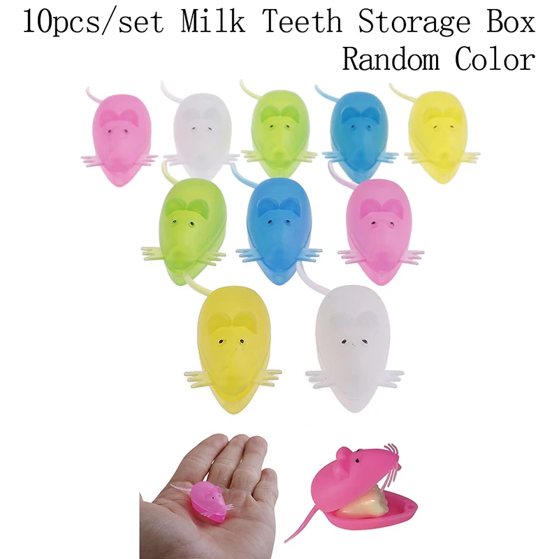 

10Pcs Mini Mouse Shape Milk Teeth Case Tooth Fairy Box Storage Box Souvenir Save Container For Children Baby Dental Clinic Gifts