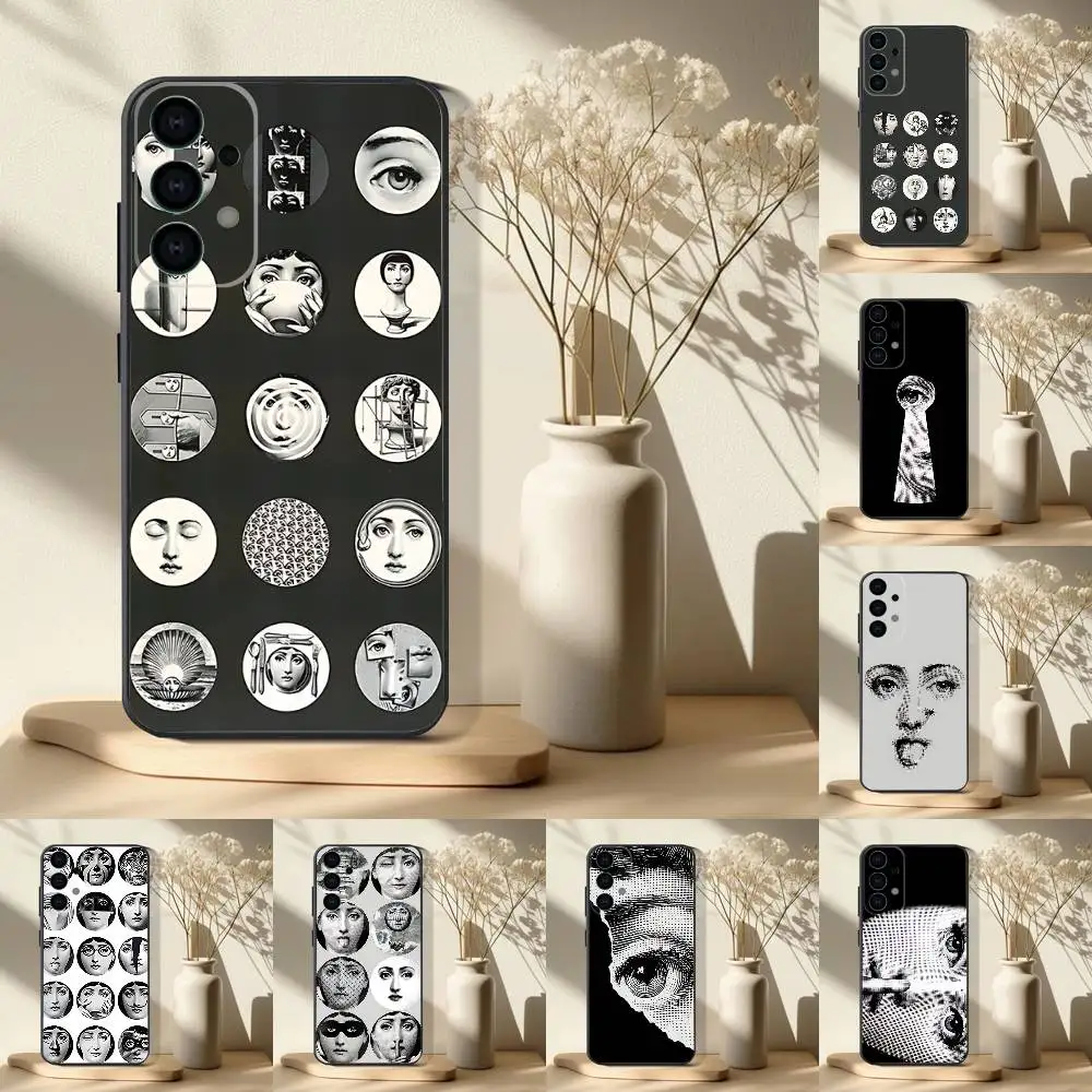

Phone Case For Samsung S 25,24,23,22,30,21,10,9,Ultra,Plus,Lite,FE,4,5G Face Art P-Piero F-Fornasetti Black Soft Case