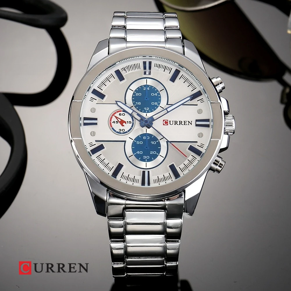 

Curren 8274 Business Fashion Steel Strip Men's Watch Multi Functional Chronograph Calendar Luminous Waterproof Watches for Men