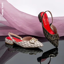 Classic Women's New 2024 Women's Low Heel Sandals Fashion Retro Design Letter Women's New Low Heel Shoes
