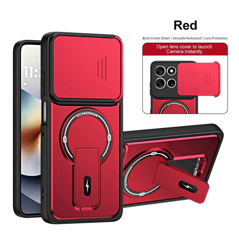 Heavy Duty Hybrid Armor Kickstand Case For Motorola G47 G96 G85 G56 G86 G37 G67 G57 Power Slide Camera Protector Magnetic Cover