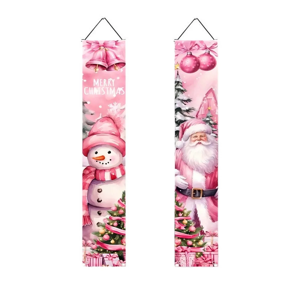 

1 pair 180x30CM Christmas Door Couplet Large Size Santa Claus Xmas Hanging Flags Rectangular Polyester Merry Christmas Banner