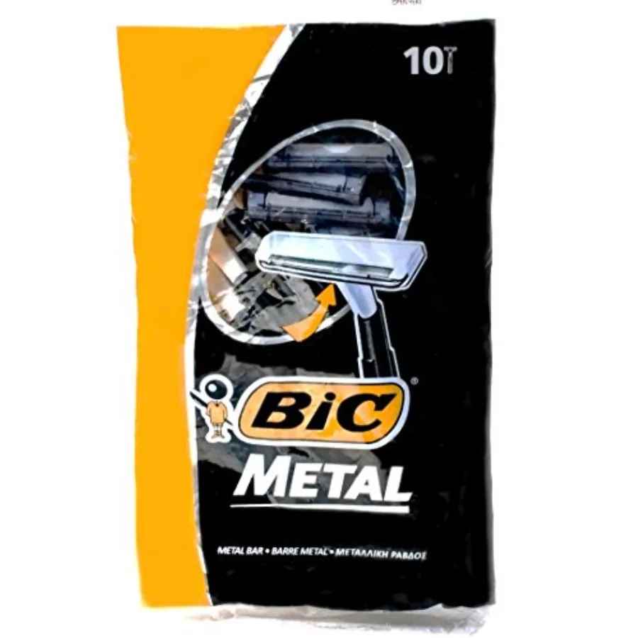 

Bic Металлические одноразовые мужские бритвы, 10 шт. x 10 упаковок для ежедневного использования дома или путешествий. Прецизионные лезвия для плавного бритья.