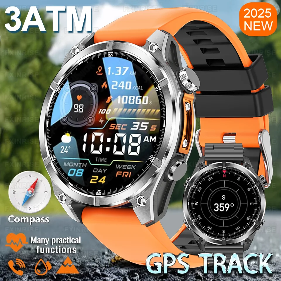 

2025 New For HUAWEI GPS Track Sports Smartwatch 1.43'' AMOLED Screen Compass Bluetooth Call 3ATM Waterproof SWIM Smart Bracele