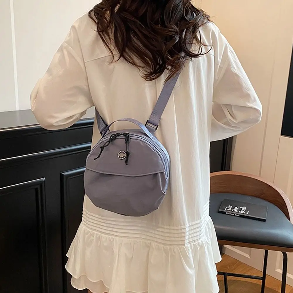 Round Shape Single Shoulder Bag Large Capacity Reusable Crossbody Bag Simple Versatile Solid Color Small Satchel Travel Outdoor