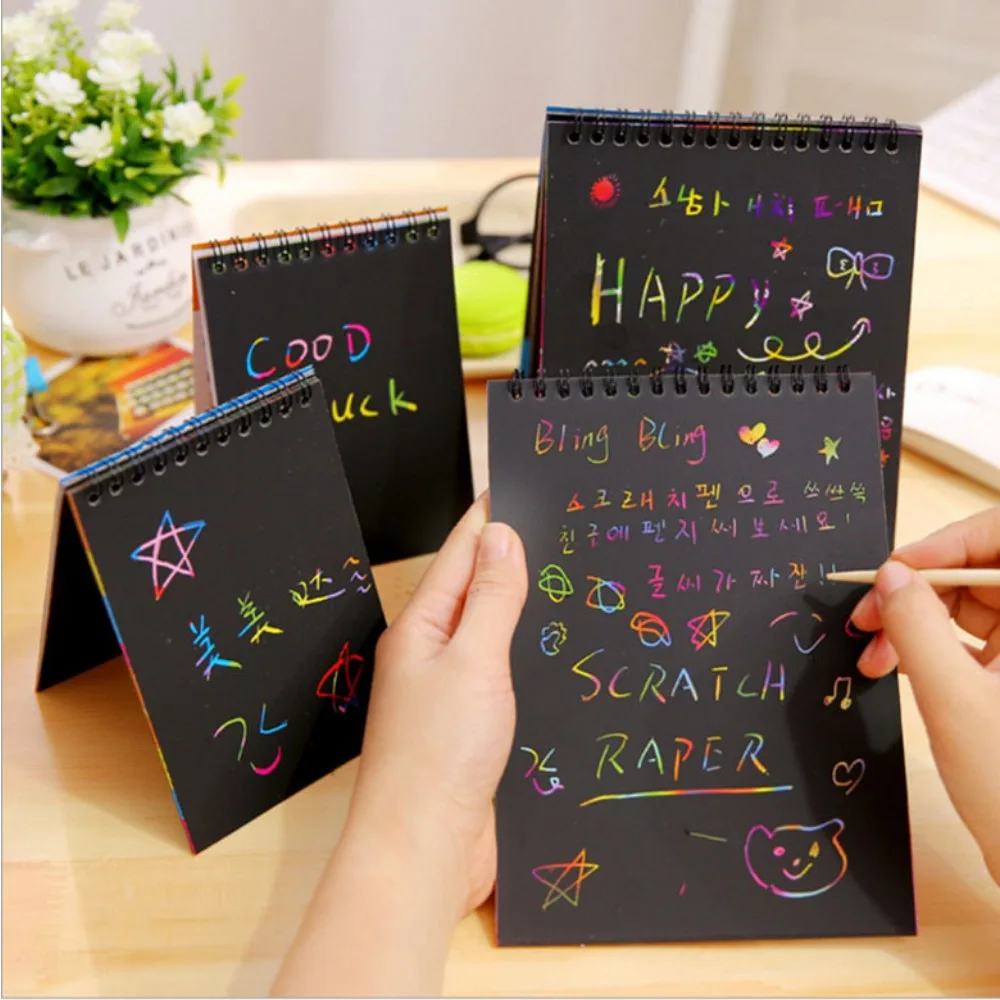 2pcs/pack Diy Drawing Notebooks Scratch Paper Note Pad Art for Adults Kids Stationery Set