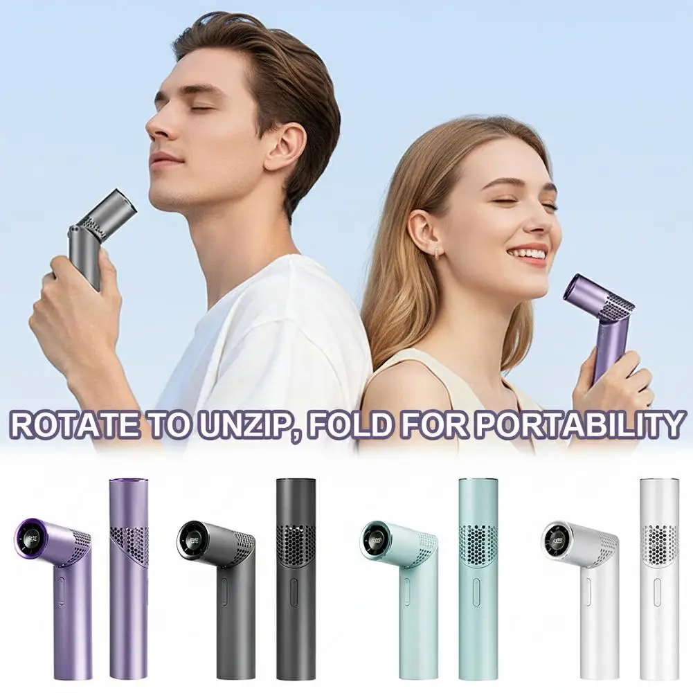 

Portable foldable handheld fan, USB rechargeable mini fan, with LED display, 199-speed settings, 1800mAh battery