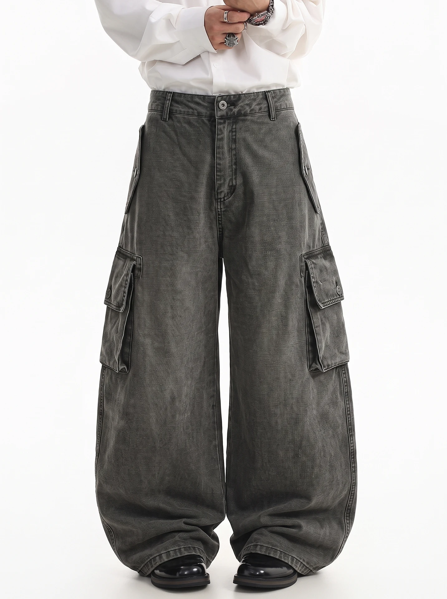 American Style Casual Washed Multi-Pocket Design Men's Autumn New Loose Straight Leg Workwear Pants Breathable Comfortable