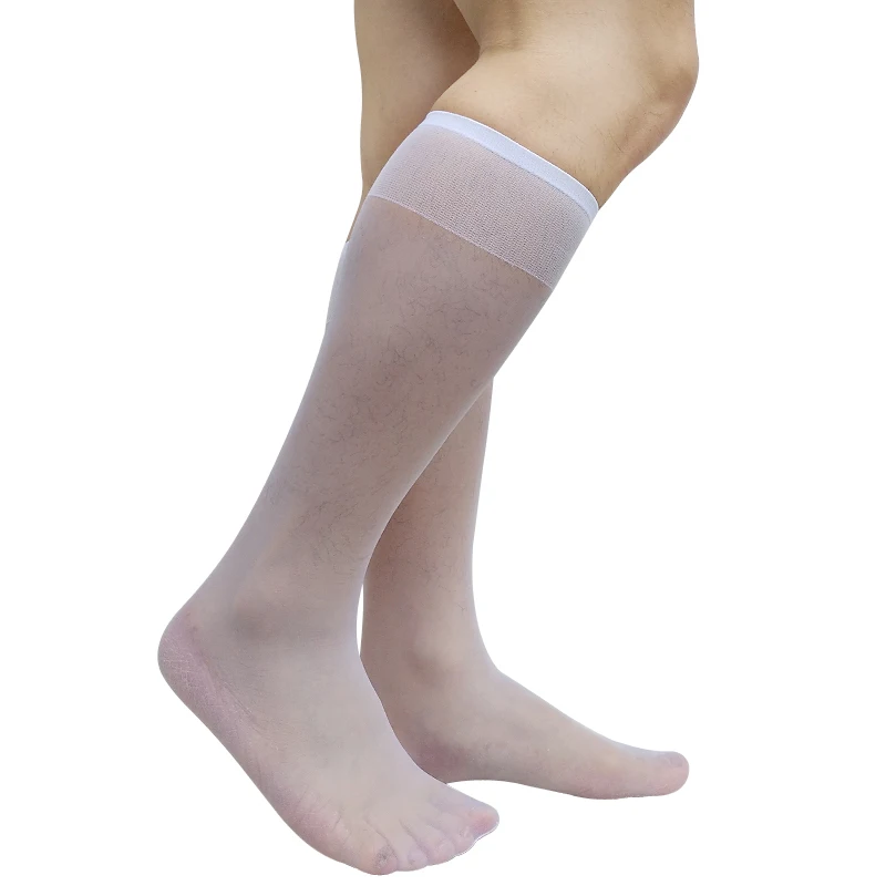 Мужские прозрачные носки до колена, ультратонкие сексуальные чулки, нижнее белье, мужские деловые формальные носки, длинные летние носки-трубы