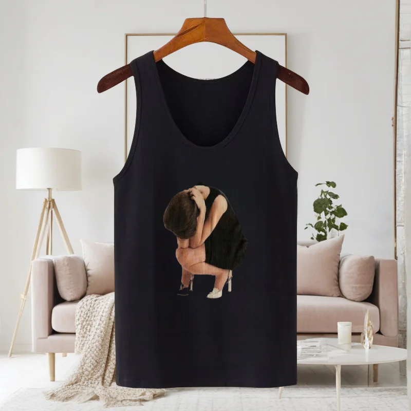 

Summer New Los Angeles Girls Crew Neck Sleeveless Women's Slim-fit Edition Fashion Casual Versatile Elastic Printed Vest Y2k