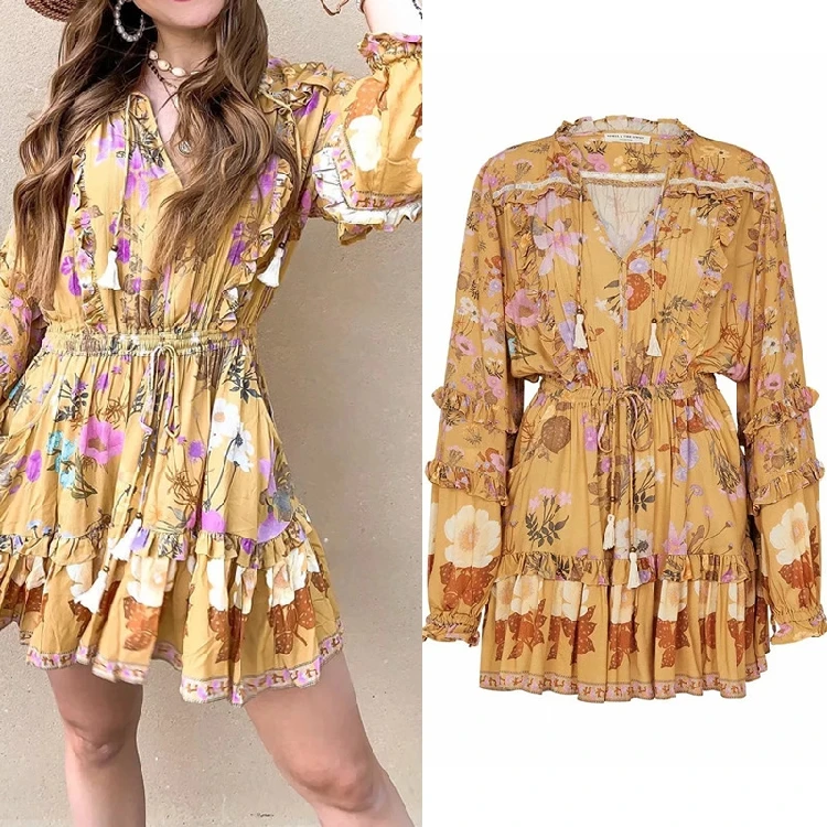 Spring Summer New Arrival Comfortable Cotton Sun Protection Print Dr Casual Faion Street Sle High Waist ort Skirt