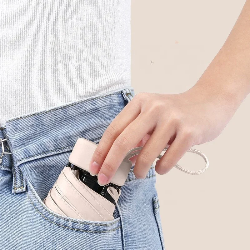 2024 New Arrival Square Anti UV Small Mini Six-fold Pocket Umbrella Business Gifts Foldable Umbrella With Zipper Hard Case view 2