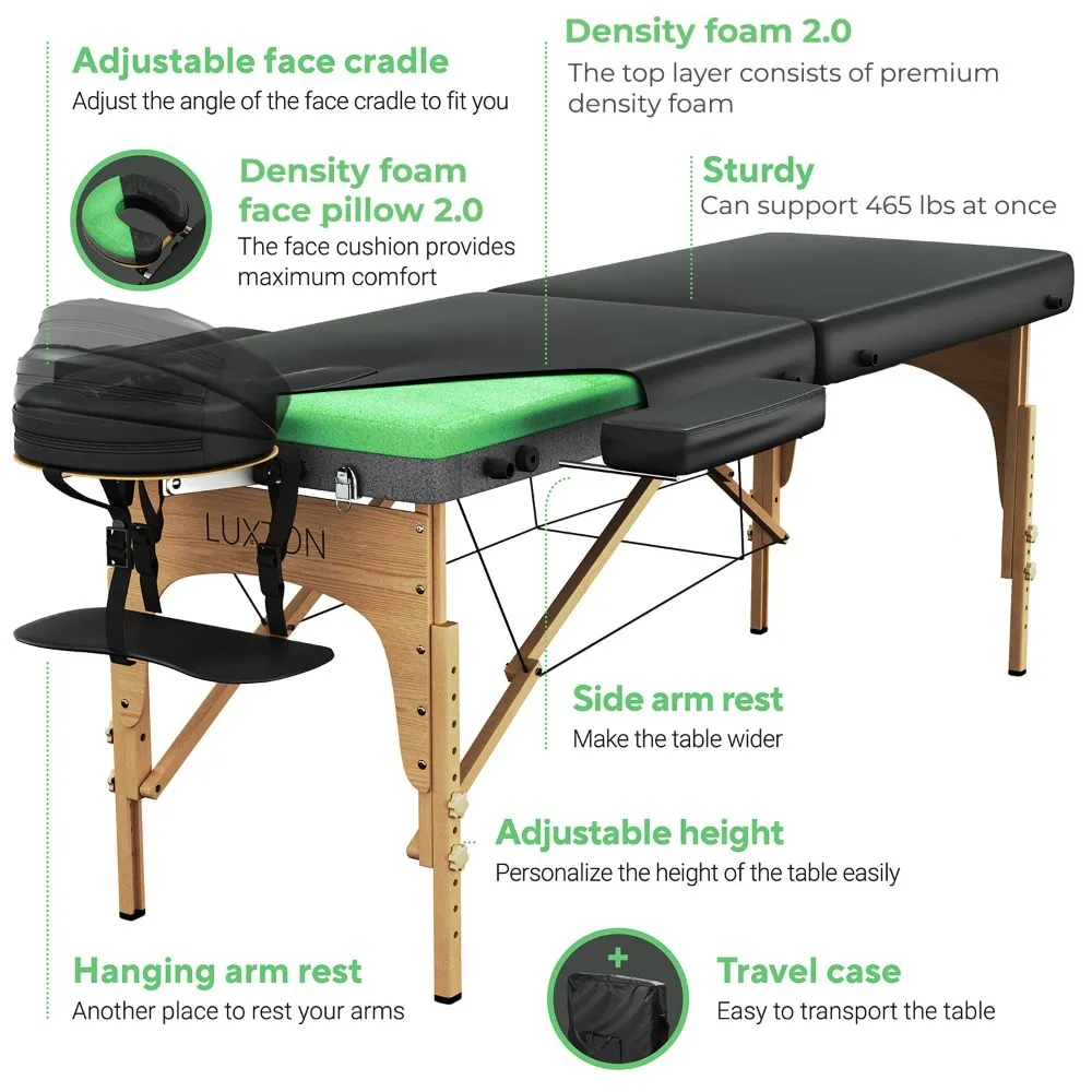 2024 New Premium Foam Massage Table - Easy Set Up - Foldable & Portable with Carrying Case