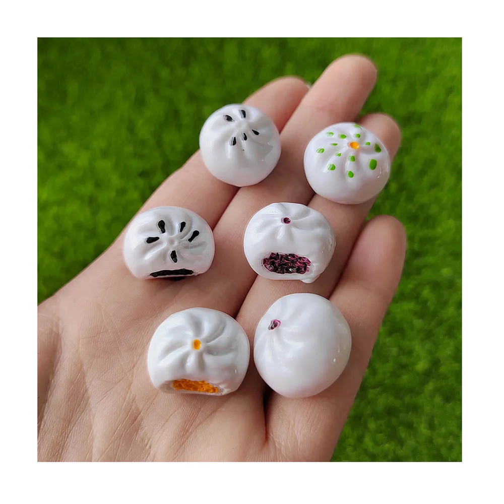 Kawaii Mini Steamed Stuffed Bun Dolls House Resin Craft 3D Chinese Food  Miniatures Diy Toys Earrings Jewelry Making Findings