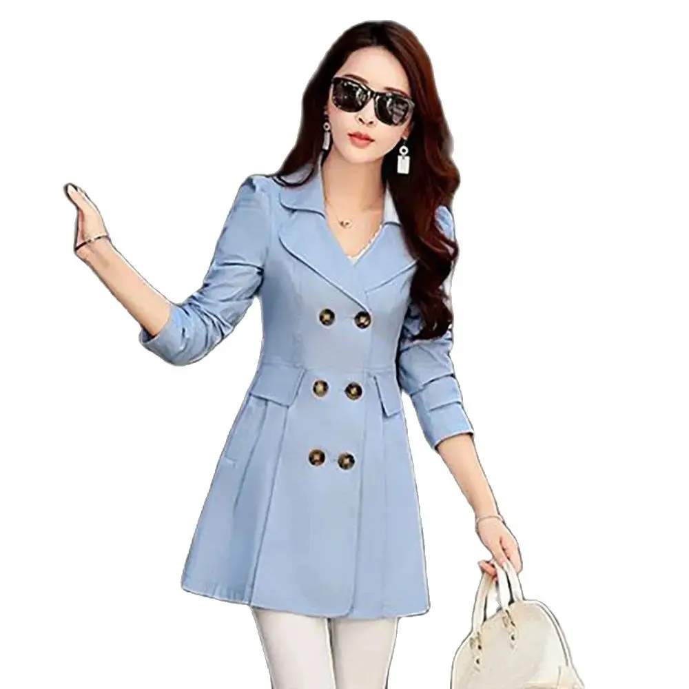 

"Lined" Windbreaker Women's Spring And Autumn Dresses Are Slim, Long and Versatile Casual Korean Double-breasted Coat Women