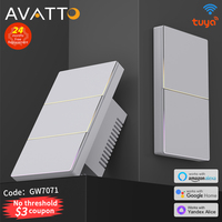 AVATTO Tuya WiFi US Smart Light Switch 1/2/3/4Gang Button Switch With Ambient Light APP Control Works With Alexa Google Home