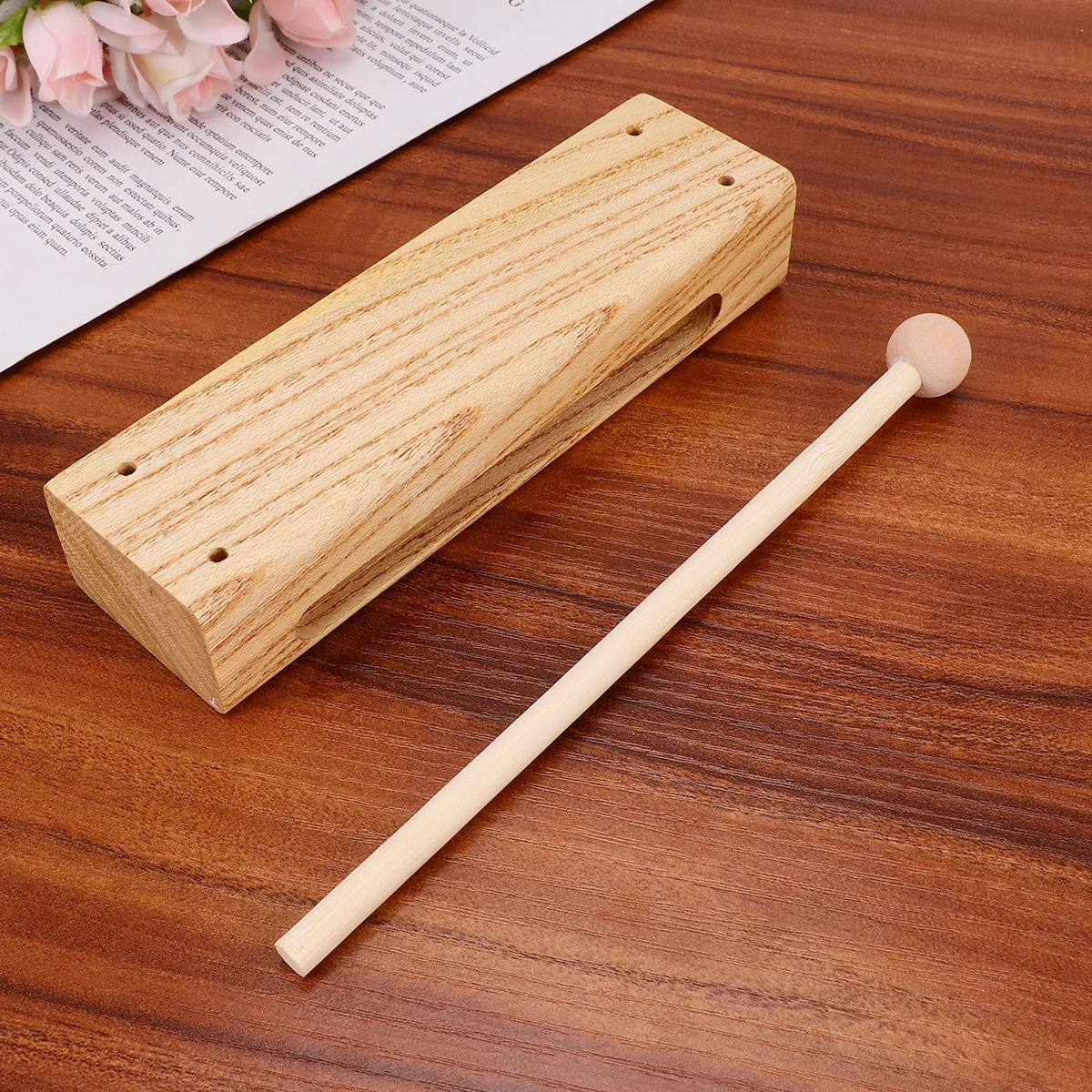 

Wood Block Musical Instrument Solid Hardwood One-Piece Design Loud Rhythm Sound Penetrating Power Smooth Edges Durable