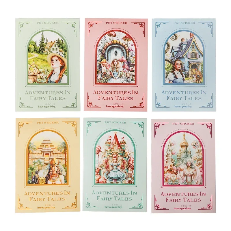 20Sheets PET Stickers Fairy Tale Traveler Vintage Scenery Handbook European Background Writing package Scrapbook 144*95mm