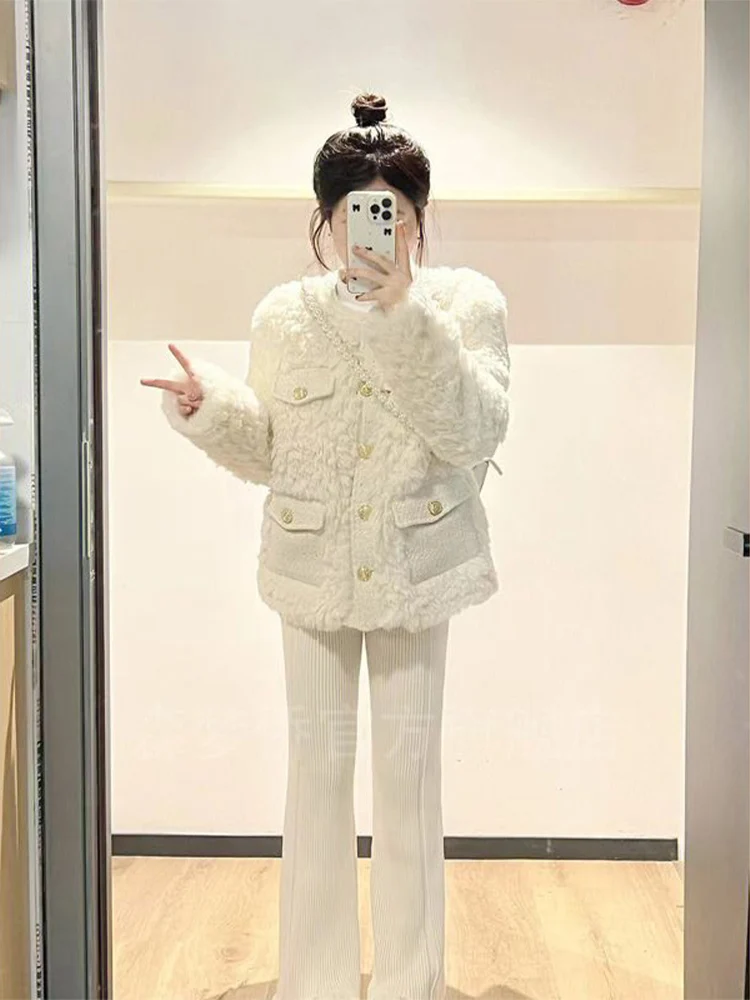 

Tweed Jacket Vintage Fashion Suit Outwear Woman Womens French Style Decorative Sashes Elegant Fitted Classical OL Business Daily