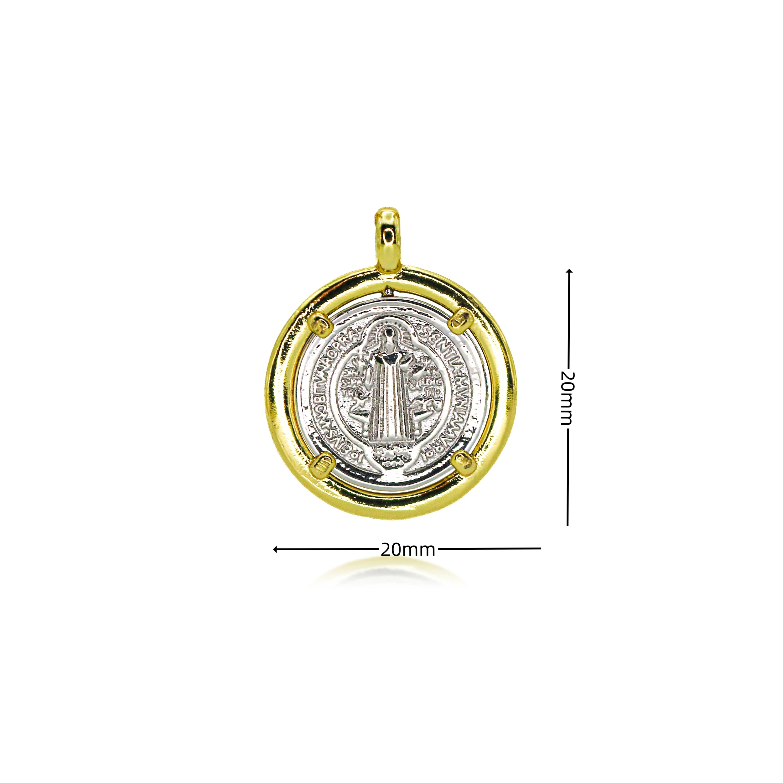 Gold Plated St. Benedict Charms for DIY Jewelry Making Silvery Benedictus Medal Pendant Catholic Religious Jewelry Supplies Gift