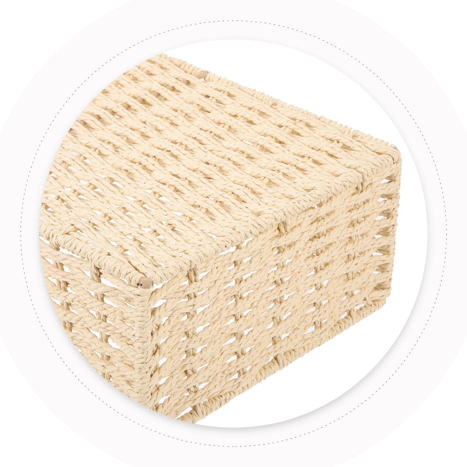 

Paper Rope Woven Storage Basket Decorative Container Iron Base Multipurpose ganizer For Bedroom Closet Office Home
