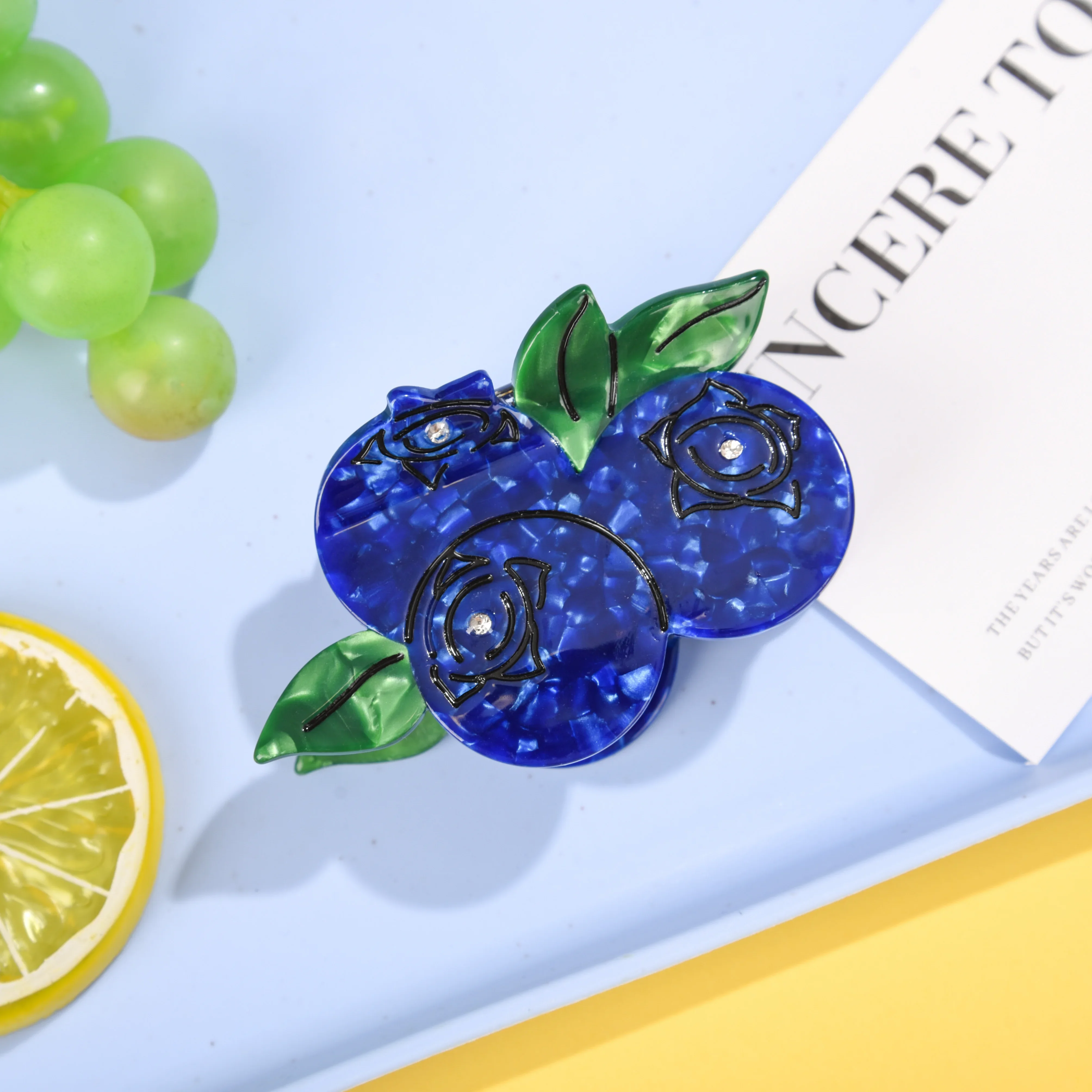 

New Rhinestone Blueberry Claw Clip Acetate Fresh Fruit Series Hair Claw Cool Summer Hair Clips Hair Accessories for Women Girls