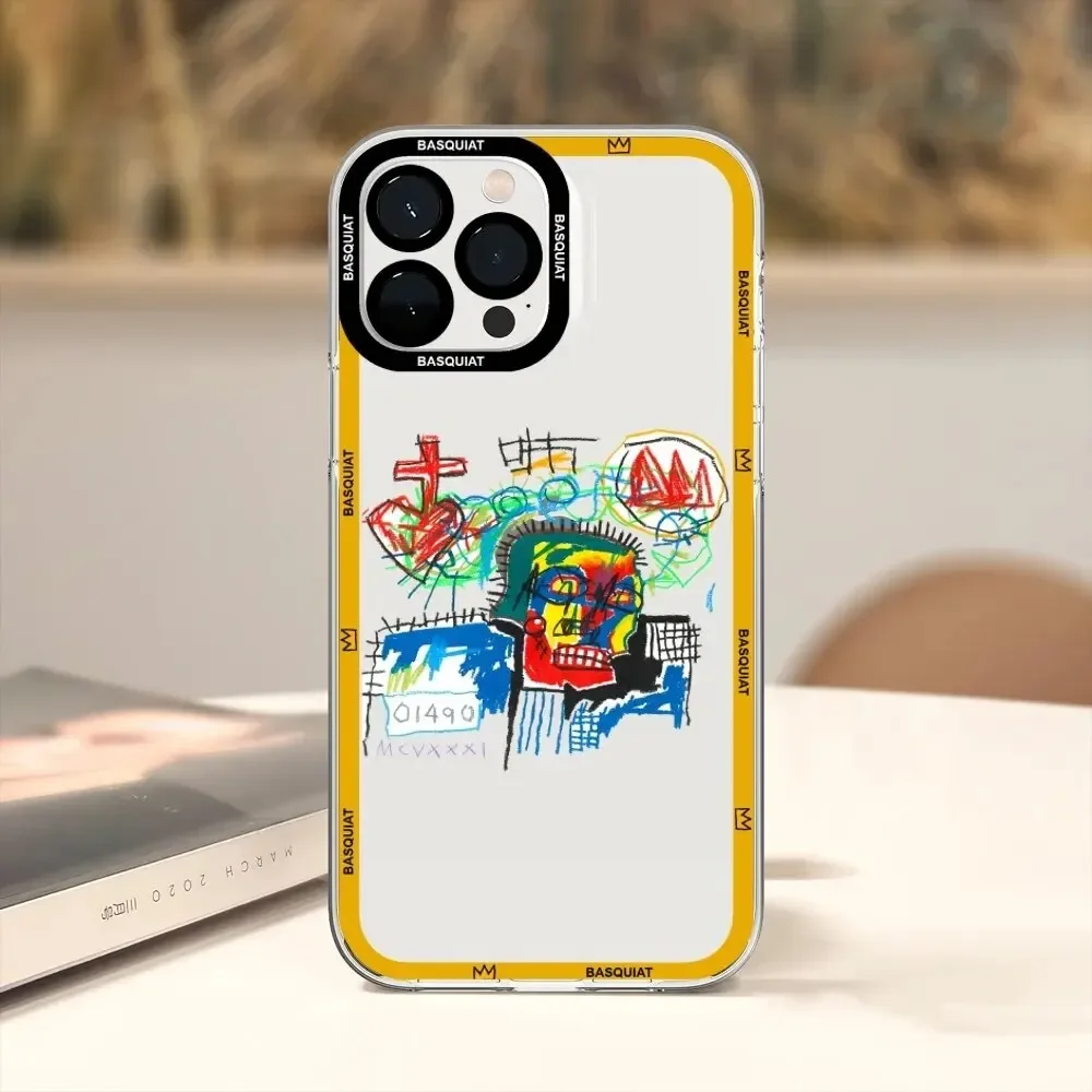 B-Basquiats Art For iPhone 15 Ultra 16 15 14 13 12 11 Mini XS XR X  Pro Max Plus Frosted Translucent Phone Case