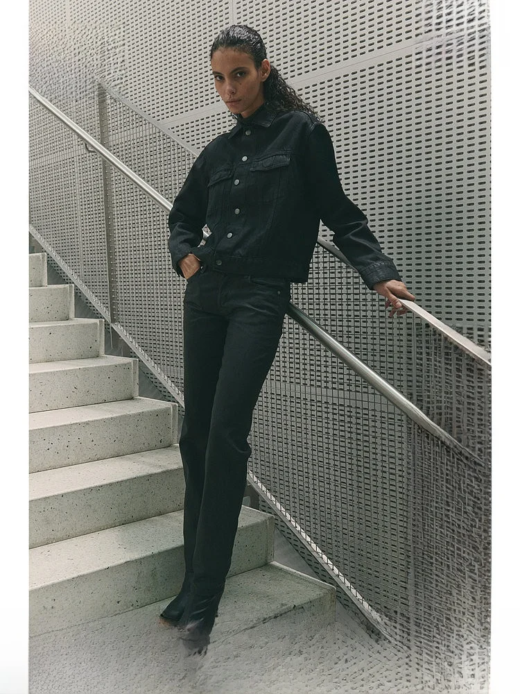 

Low Waist Slim Fit Denim Jeans Straight Leg Trousers Faionable Casual Women's Jeans Cotton Material H&M Brand