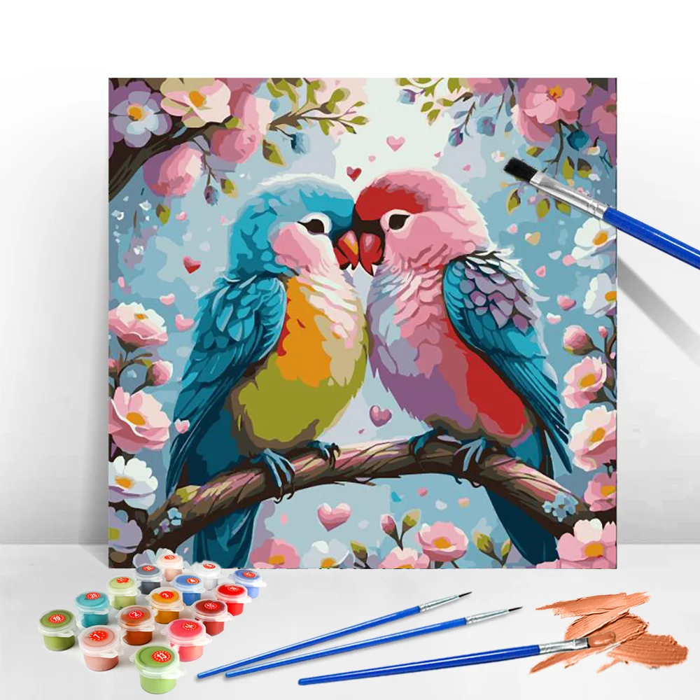 AZQSD Paint by Number Birds Parrot Animal Coloring Drawn Picture On Canvas Art Handpainted Unique Gift for Children Home Decor