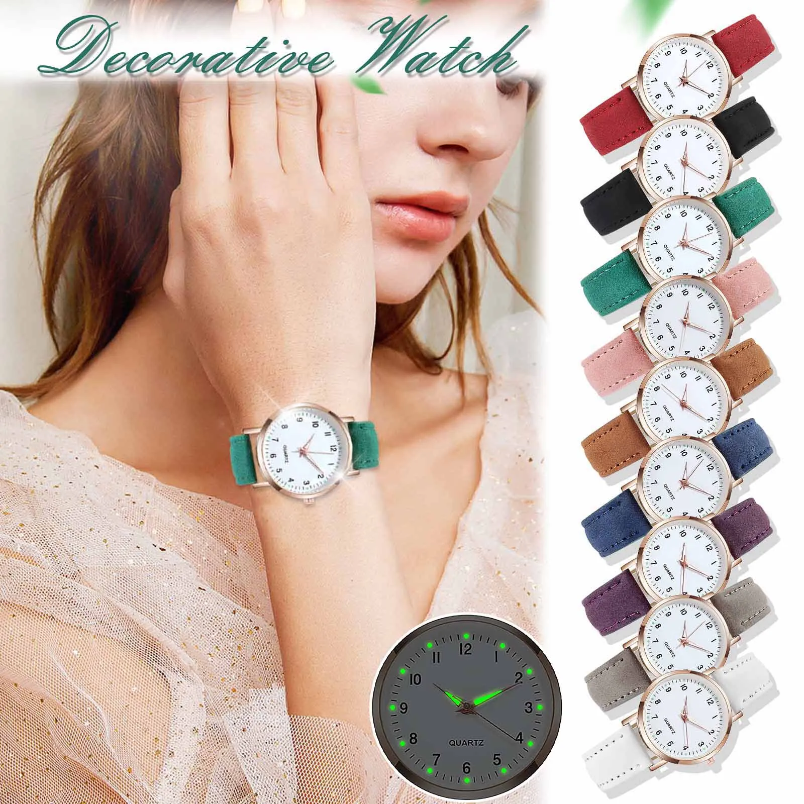 Ladies Luminous Quartz Watch, Digital  Leather Watch Ladies Quartz Watch