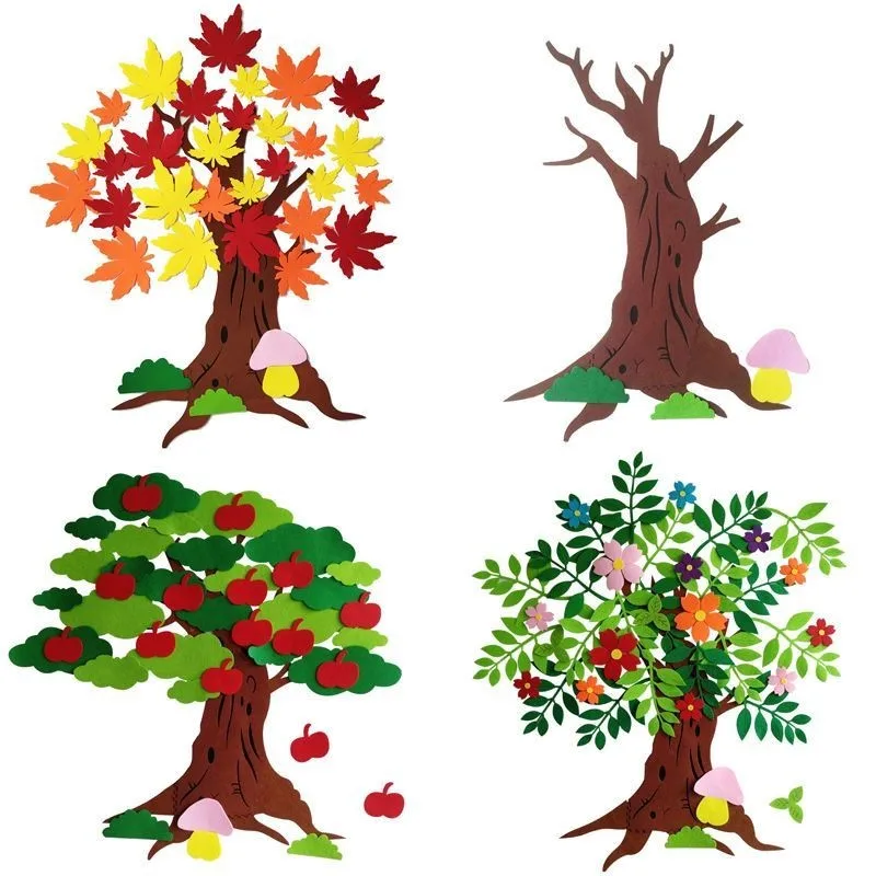 [Wish Sticker]Autumn Wishing Tree Classroom Class Cultural Wall Theme Blackboard Newspaper Leaves Maple Kindergarten E