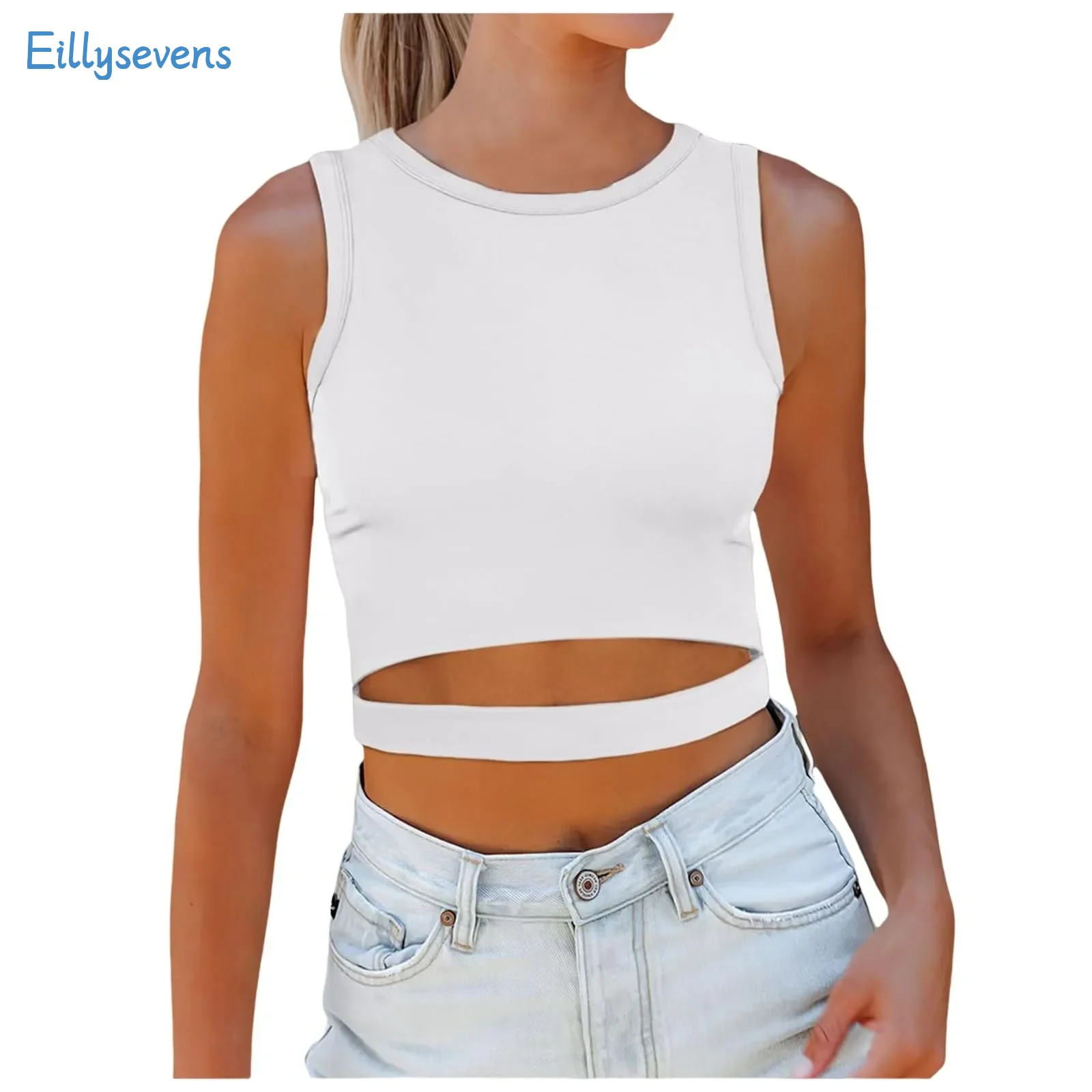 Camisetas sin mangas ajustadas para mujer, chaleco deportivo de color liso para Fitness, Yoga, tendencia de moda a juego, viaje diario, espalda cruzada, novedad de verano