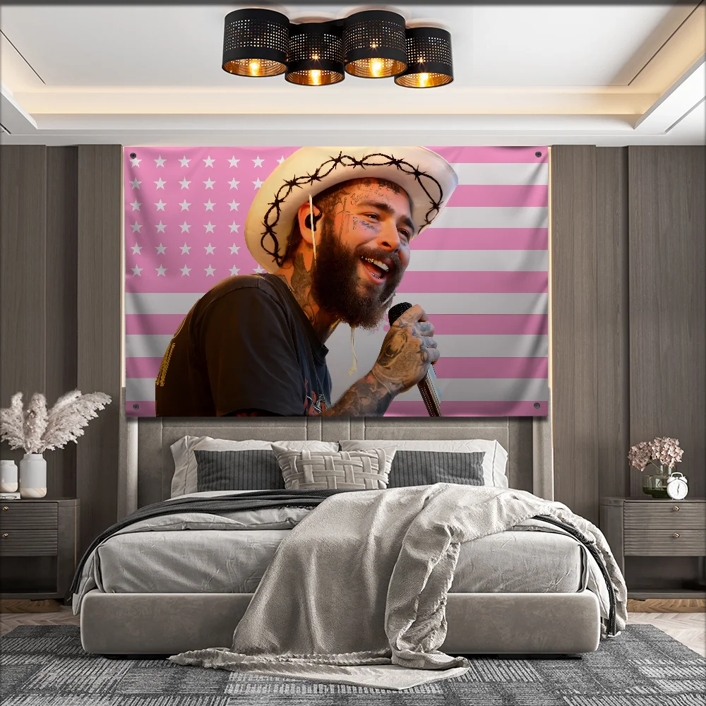 Rapper P-Post M-Malone Flag For Garden Flags Party Living Room Home Balcony Wall Decor Banner Bedroom Tapestry Outdoor