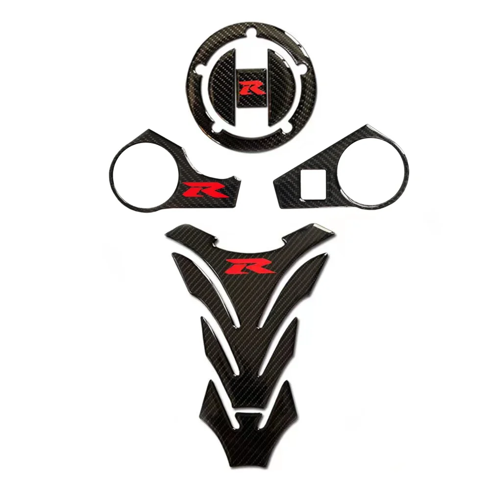 For Suzuki GSX-R GSXR600 GSXR750 GSXR1000 GSX1300R 3D Carbon Tank Cap Tank Pad Fork Triple Tree Upper Clamp Sticker Decal Grip